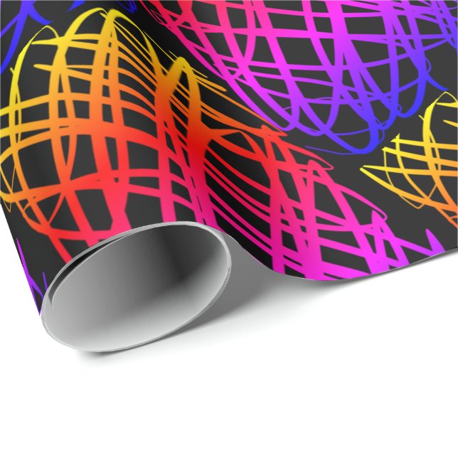 Simple Scribble | Half Drop | Black Background | Wrapping Paper (Roll Corner)