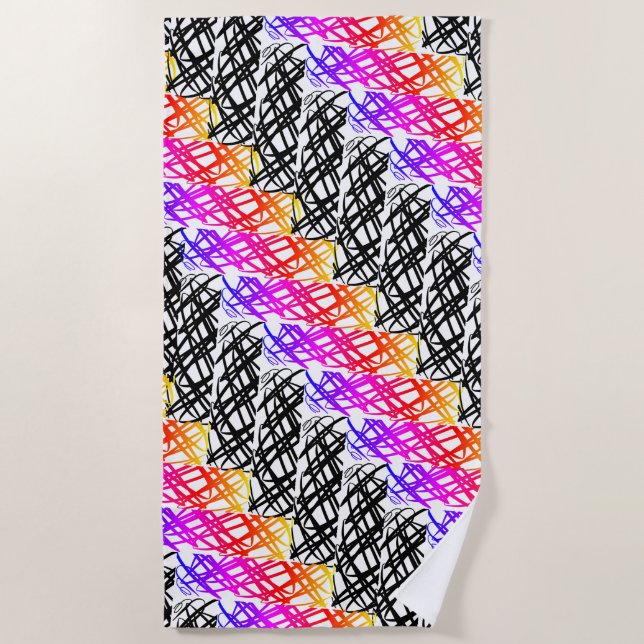 Simple Scribble | Herring Bone | Beach Towel (Front)