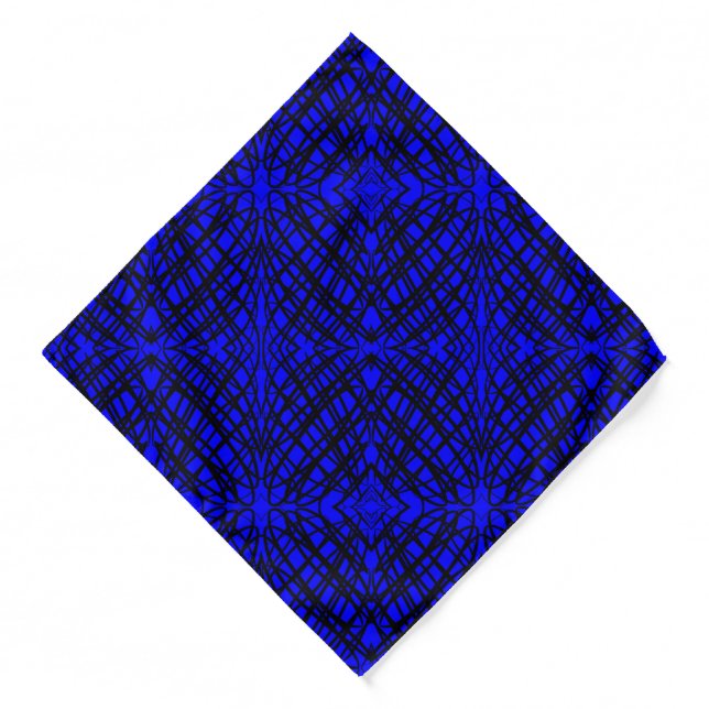 Simple Scribble | Mirror Tiling | Blue | Pet Bandana (Front)