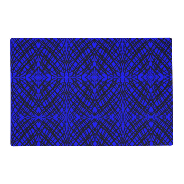 Simple Scribble | Mirror Tiling | Blue | Pet Placemat (Back)