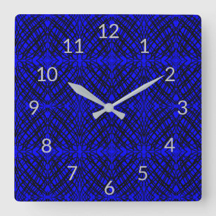 Simple Scribble Mirror Tiling Blue Square Wall Clock