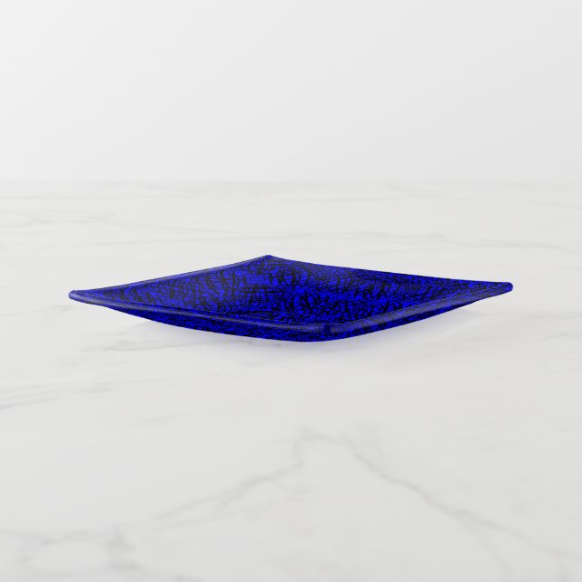 Simple Scribble | Mirror Tiling | Blue | Trinket Tray (Angled)