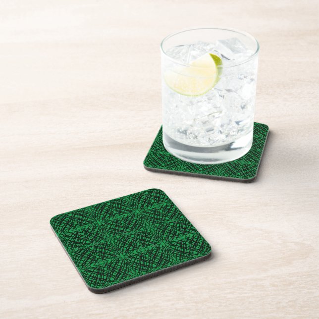 Simple Scribble | Mirror Tiling | Green | Beverage Coaster (Right Side)