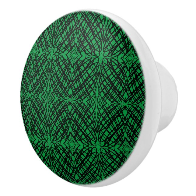 Simple Scribble | Mirror Tiling | Green | Ceramic Knob (Right)