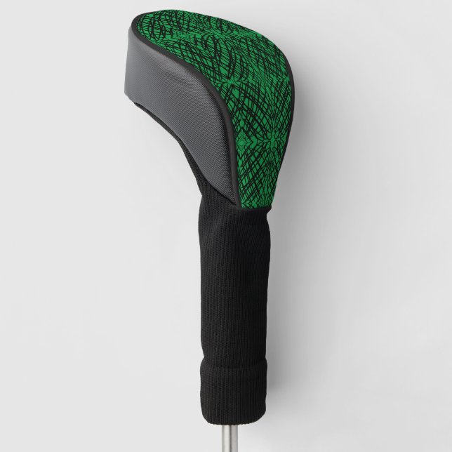 Simple Scribble | Mirror Tiling | Green | Driver Golf Head Cover (Angled)