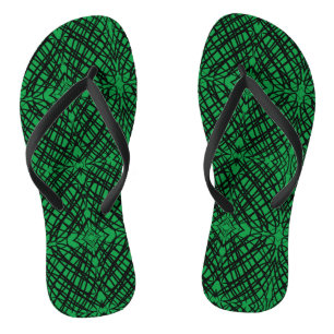 Simple Scribble Mirror Tiling Green Flip Flops