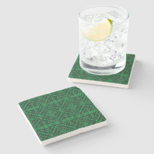 Simple Scribble Mirror Tiling Green Stone Coaster
