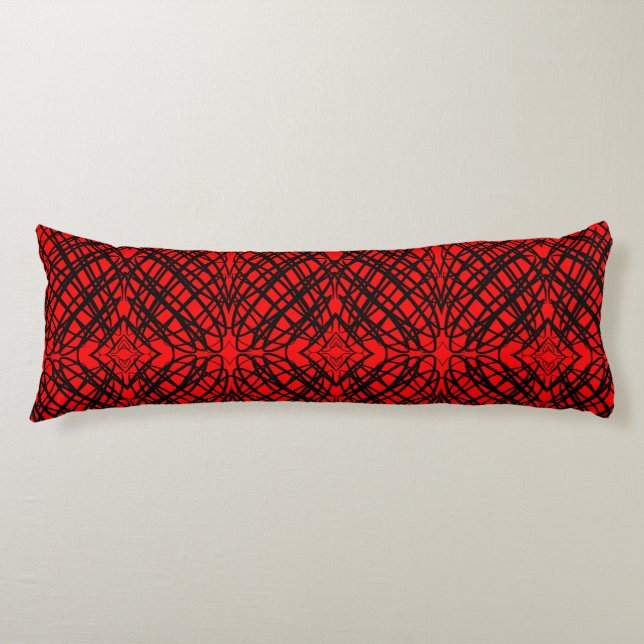 Simple Scribble | Mirror Tiling | Red | Body Pillow (Front)