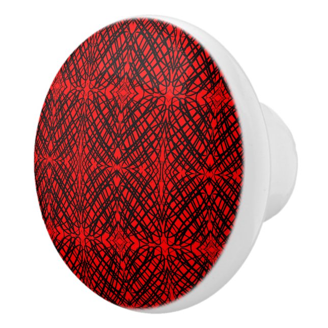Simple Scribble | Mirror Tiling | Red |  Ceramic Knob (Right)