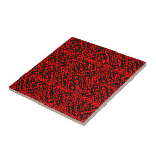 Simple Scribble Mirror Tiling Red Ceramic Tile