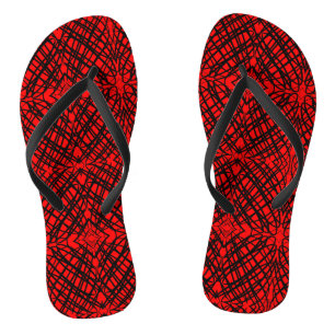 Simple Scribble Mirror Tiling Red Flip Flops