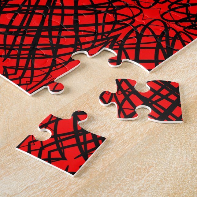 Simple Scribble | Mirror Tiling | Red | Jigsaw Puzzle (Side)