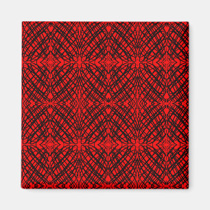 Simple Scribble Mirror Tiling Red Magnet