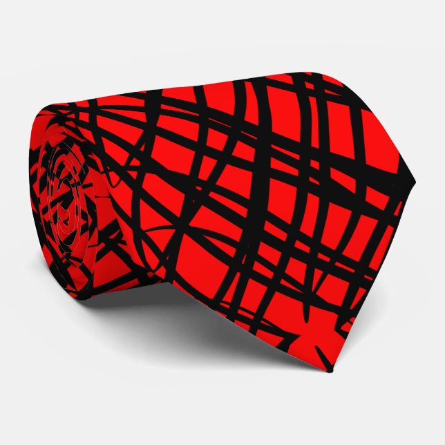Simple Scribble | Mirror Tiling | Red | Neck Tie (Rolled)