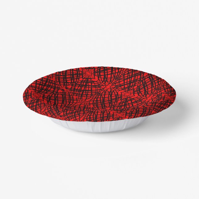Simple Scribble | Mirror Tiling | Red | Paper Bowls (Angled)