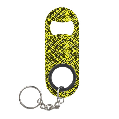 Simple Scribble  Mirror Tiling  Yellow  Keychain Bottle Opener