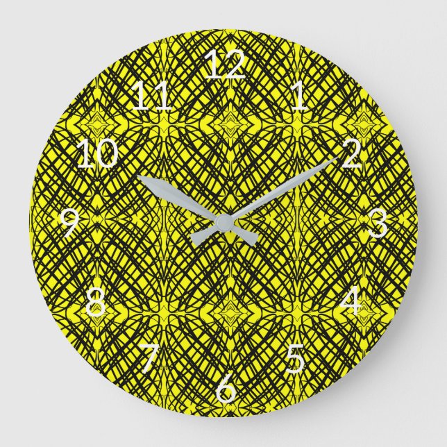 Simple Scribble | Mirror Tiling | Yellow | Large Clock (Front)