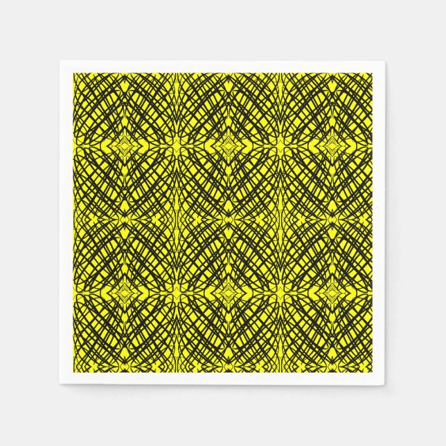 Simple Scribble | Mirror Tiling | Yellow | Napkins (Front)