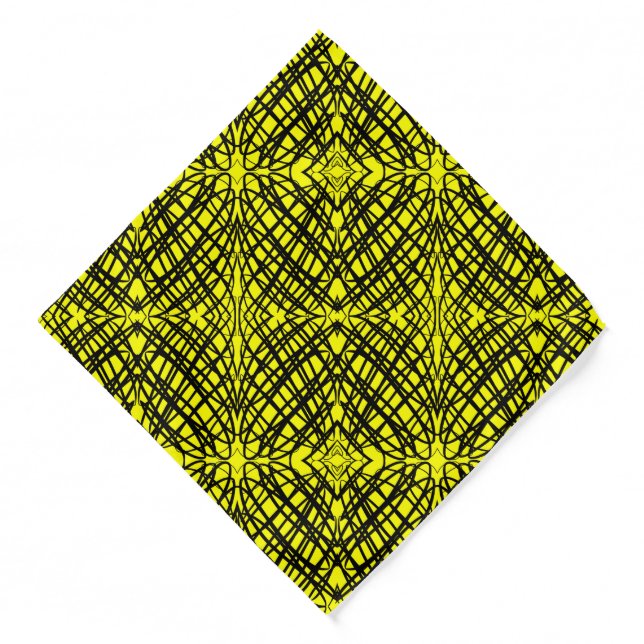 Simple Scribble | Mirror Tiling | Yellow | Pet  Bandana (Front)