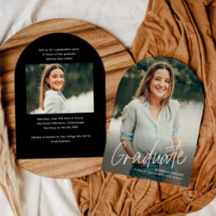 Simple Script 2 Photo Arch Graduation Invitation