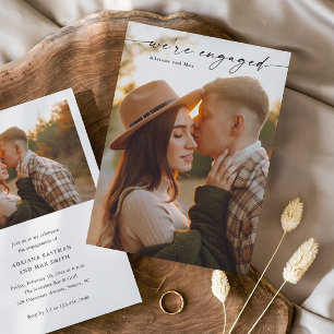 Simple Script 2 Photo Wedding Engagement Invitation