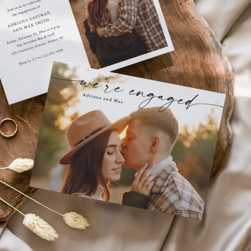 Simple Script 2 Photo Wedding Engagement Invitation