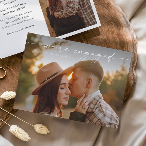 Simple Script 2 Photo Wedding Engagement Invitation