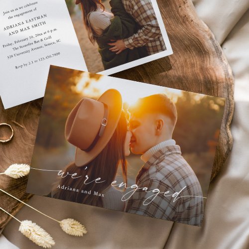 Simple Script 2 Photo Wedding Engagement Invitation