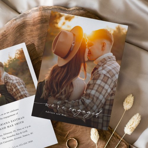 Simple Script 2 Photo Wedding Engagement Invitation