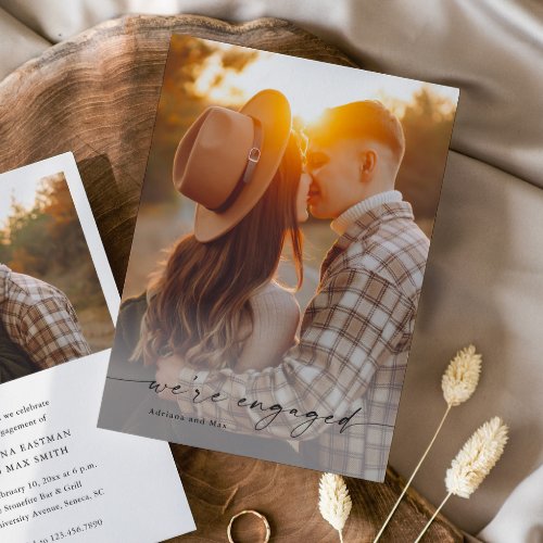 Simple Script 2 Photo Wedding Engagement Invitation