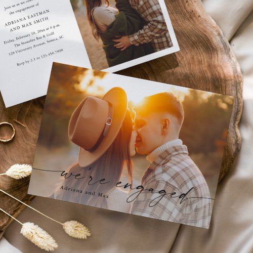 Simple Script 2 Photo Wedding Engagement Invitation