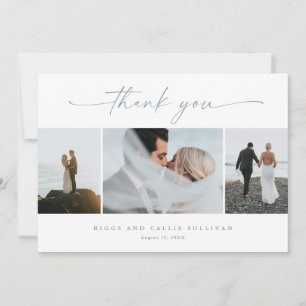 Simple Script 3 Photo Wedding Invitation