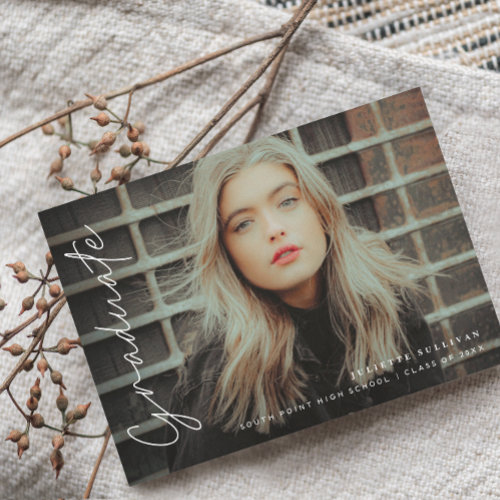 Simple Script 4 Photo Graduation Invitations