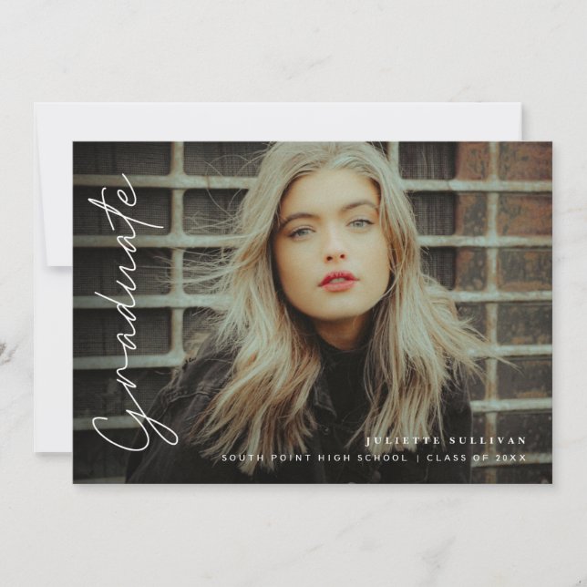 Simple Script 4 Photo Graduation Party Invitation (Front)