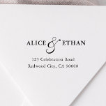 Simple Script Ampersand Wedding Return Address Self-inking Stamp<br><div class="desc">Discover the perfect finishing touch for your wedding correspondence with our Custom Rubber Stamp. This elegantly designed stamp features the couple's names in a sophisticated serif font, gracefully united by an ampersand in classic, elegant script. Ideal for adding a personal touch to your wedding invitations, thank you notes, or save-the-date...</div>