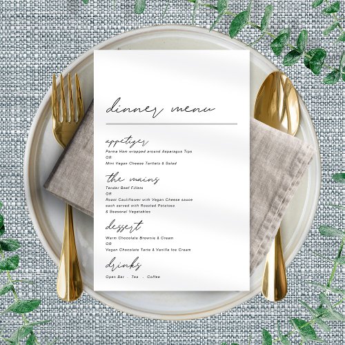 Simple Script Any Occasion Dinner Menu Poster