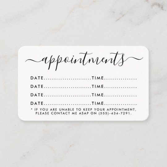 Simple Script Appointment Card - Black &amp; White | Zazzle.com