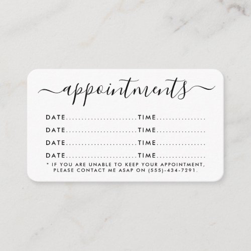 Simple Script Appointment Card _ Black  White