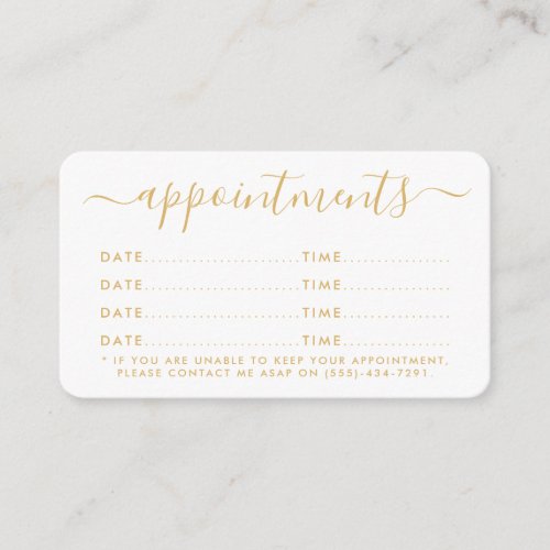 Simple Script Appointment Card _ Gold  White