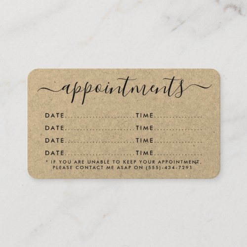 Simple Script Appointment Card _ Rustic Kraft