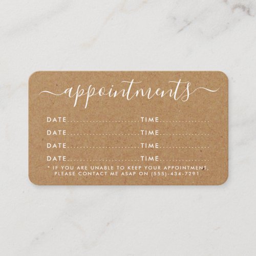 Simple Script Appointment Card _ Rustic Kraft