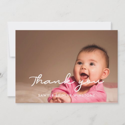 Simple script Baby shower thank you card