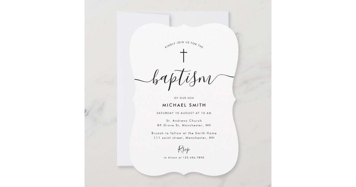 simple script baptism invitation | Zazzle