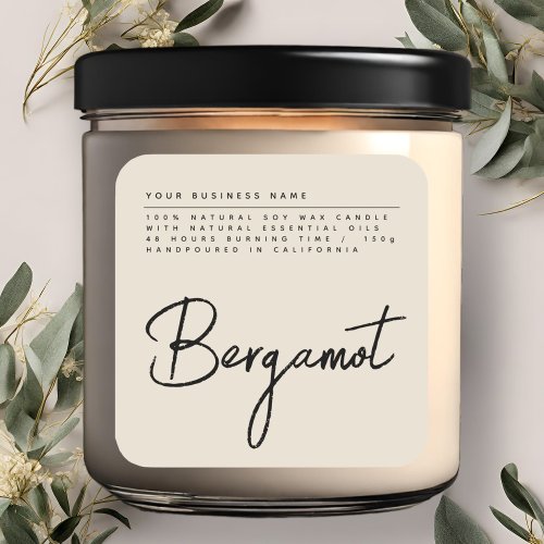 Simple script beige candle product label