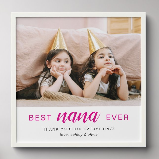 Simple Script Best Nana Ever Hot Pink  Peel And Stick Photo Tile (Front Set)