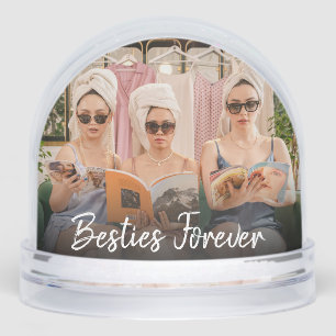 Simple Script Besties Forever Photo Keepsake Snow Globe