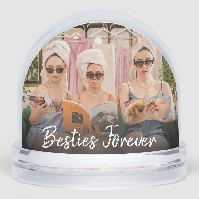 Simple Script Besties Forever Photo Keepsake Snow Globe (Front)