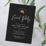 Simple Script Black and White Graduation Party Invitation