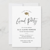 Simple Script Black and White Graduation Party Invitation (Front)