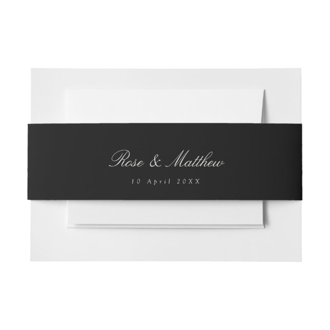 simple script black and white wedding belly band (Front Example)